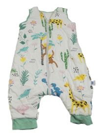 Bílý zateplený spací pytel se zvířaty a kaktusy