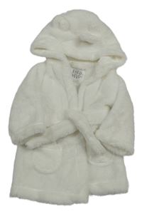 Bílý chlupatý župan s kapucí F&F