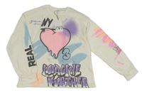 Nové - Bílé triko s nápisy a srdcem Zara