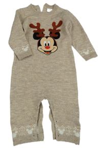 Béžový pletený overal s Mickeym Disney