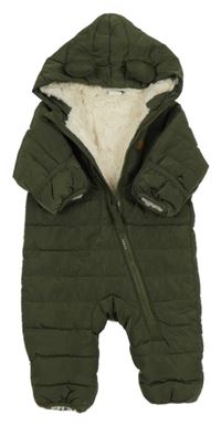 Khaki šusťáková zimní kombinéza s kapucí H&M