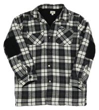 Černo-bílá kostkovaná zateplená košilová bunda River Island