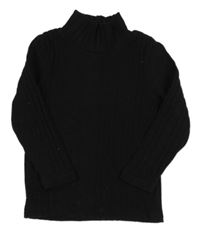 Černý žebrovaný úpletový rolák