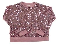 Růžová flitrová mikina F&F