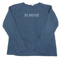 Tmavomodrošedé triko s nápisem H&M