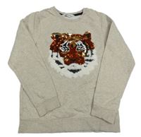 Béžová mikina s překlápěcími flitry H&M