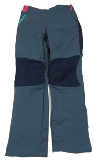 Tmavomodro-šedé šusťákové outdoorové kalhoty Decathlon