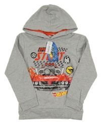 Nové - Šedá mikina s potiskem a kapucí - Hot wheels 