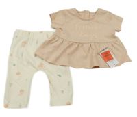 Nové - 2set - Pudrová tunika s nápisem + legíny s chobotnicemi George