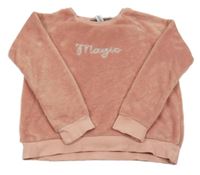 Růžová chlupatá mikina s nápisem Yigga