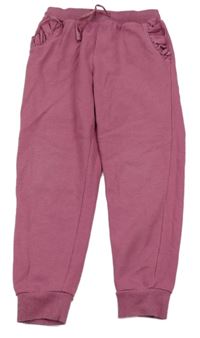 Růžové cuff tepláky s volánky Very 