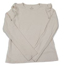 Béžové žebrované triko s volánky H&M