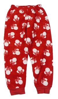 Červené chlupaté domácí kalhoty s Minnií Disney