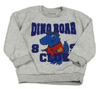 Šedá melírovaná mikina s dinosaurem Nutmeg