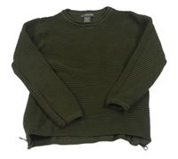 Khaki žebrovaný svetr Primark 