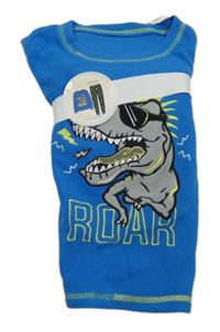 Nové - Modro-tmavomodré fleecové pyžamo s dinosaury Dunnes
