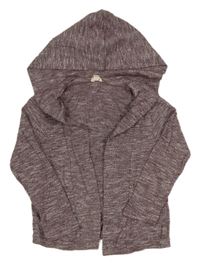 Vínový melírovaný svetrový cardigan s kapucí zn. River Island