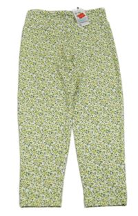 Bílé capri běžecké legíny s kytičkami Primark