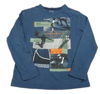 Tmavomodré triko s potiskem C&A