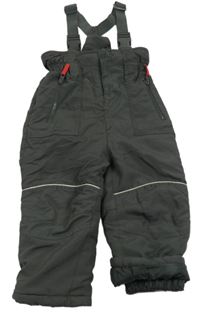 Tmavošedé šusťákové oteplovačky s kšandami Topomini 