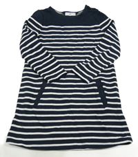 Tmavomodro-bílé pruhované teplákové šaty La Redoute