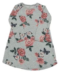 Šedé teplákové šaty s květy River Island 