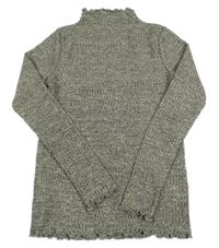 Šedo-zlatý melírovaný žebrovaný svetr Nutmeg