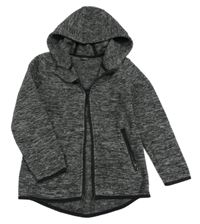 Šedo-černá melírovaná fleecová propínací mikina s kapucí Y.F.K.