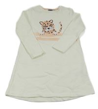 Smetanové teplákové šaty s leopardem Lupilu