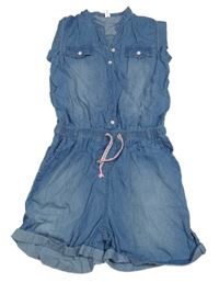 Světlemodrý lehký riflový kraťasový overal Yigga 