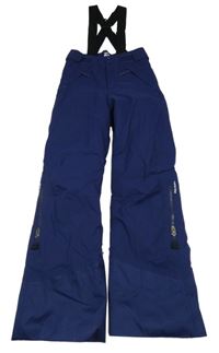 Tmavomodré šusťákové funkční oteplovačky s odepínacími kšandami Decathlon 