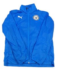 Safírová šusťáková fotbalová bunda s ukrývací kapucí Puma