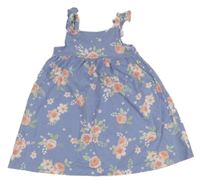 Modré bavlněné šaty s kytičkami George 