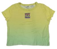 Žluto-zelené žebrované crop tričko H&M