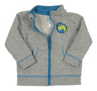 Šedá melírovaná propínací mikina s dinosaurem C&A