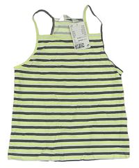 Smetanovo-limetkovo-černý pruhovaný crop top H&M