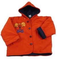 Červený zateplený kabát s Mickey a kapucí