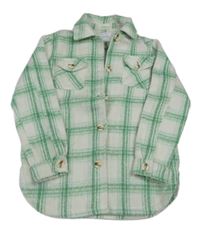 Bílo-zelená kostkovaná vlněná košilová bunda PRIMARK