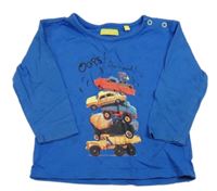 Cobaltově modré triko s auty a stavebními stroji LEMON BERET