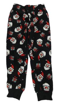 Černé fleecové pyžamové vánoční kalhoty se skřítky a dárky little kids