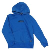 Cobaltově modrá mikina s logem a nápisem a kapsou a kapucí CARS JEANS