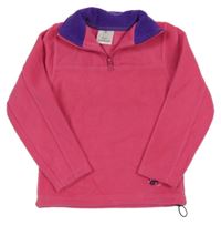 Růžová fleecová mikina s květy