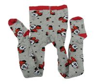 Šedo-červené melírované punčocháče s Minnie Disney