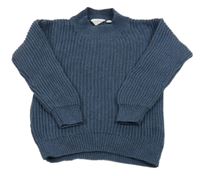 Tmavomodrý žebrovaný svetr Sense Organics