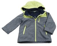 Šedo-světlezelená melírovaná softshellová bunda s odepínací kapucí H&M