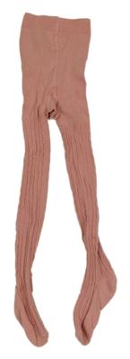 Starorůžové žebrované vzorované punčocháče