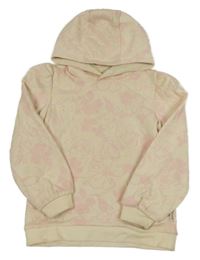 Smetanová mikina s růžovými květy a kapucí Firetrap