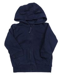 Tmavomodrá propínací mikina s kapucí s oušky George