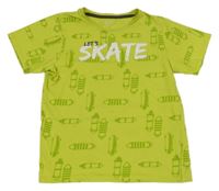 Limetkové tričko se skateboardy a nápisem YIGGA