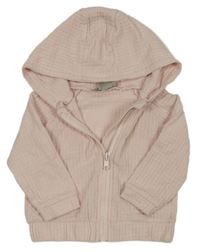 Světlerůžová žebrovaná propínací mikina s kapucí PRIMARK